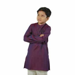 "Boys' Slim Fit Panjabi  Jacquard Print Purple"